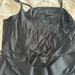 Isabel Black Lace Trim Maternity Set